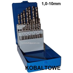 Wiertła kobaltowe  komplet 19szt.  1,0-10,0 mm  HSSCo5   Professional
