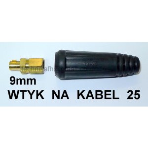 Wtyk na kabel ŁW/ŁP 25  9mm