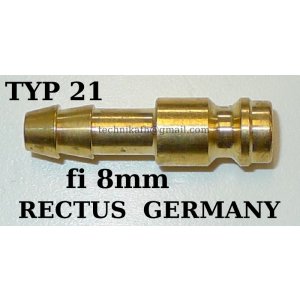 Wtyk szybkozłączki TYP 21 na wąż fi 8mm    RECTUS