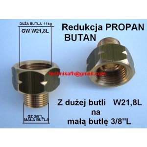 Redukcja propan-butan (LPG)  z dużej butli na małą  /2cz./