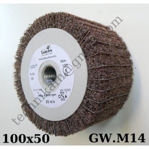 Ściernica garnkowa z włókniny ściernej z przekładkami z płótna ściernego 100x50xM14 P80/PŁ.P80