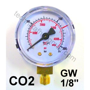 Manometr  CO2/Argon  0-315 bar gwint 1/8"  /do reduktorów MINI/ 