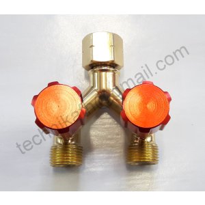 TRÓJNIK rozdzielacz z zaworami  ACETYLEN (PROPAN)  3xL3/8"